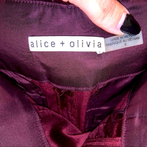 Alice & Olivia Stacey Slim Velvet Ankle Pants In Merlo - Picture 14 of 16